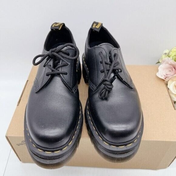 Dr. Martens Audrick 3-Eye Womens Platform Lace Up Shoe Black Nappa Lux US 10 - Picture 6 of 10